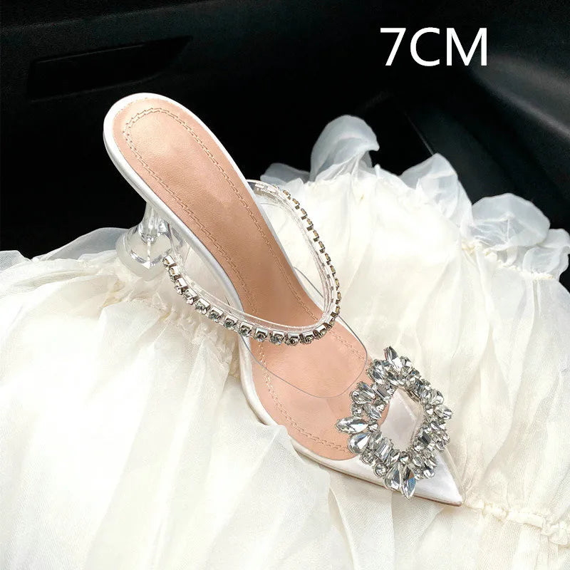 PVC Transparent Crystal Pointed Toe High Heels Shoes
