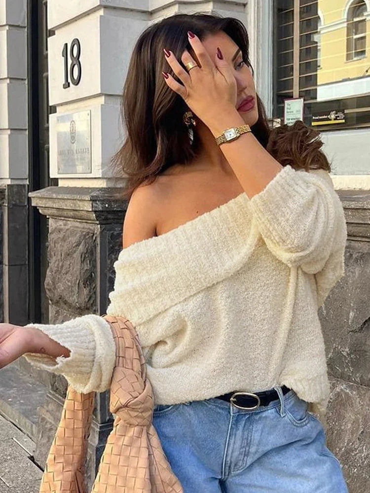 Knit Off Shoulder Long Sleeve Sweater