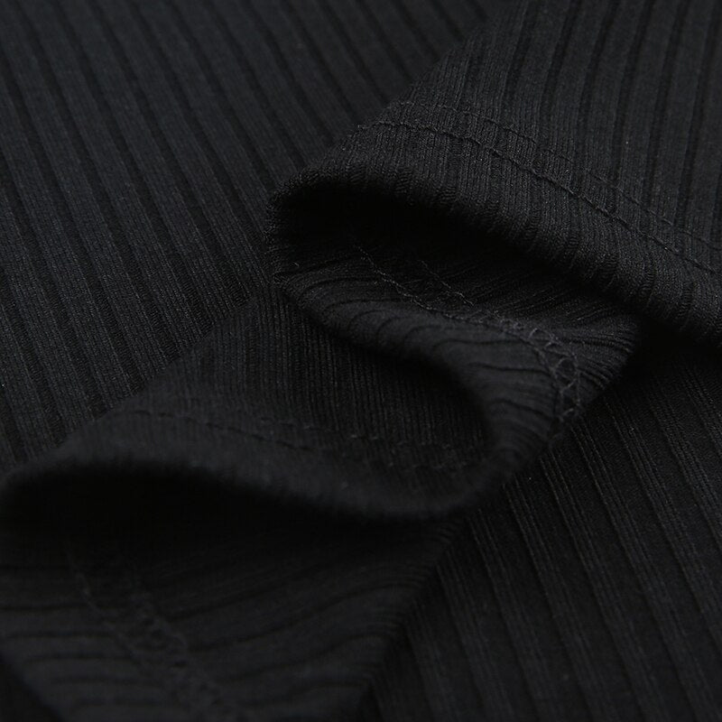 Black Knitted Long-Sleeve T-shirts