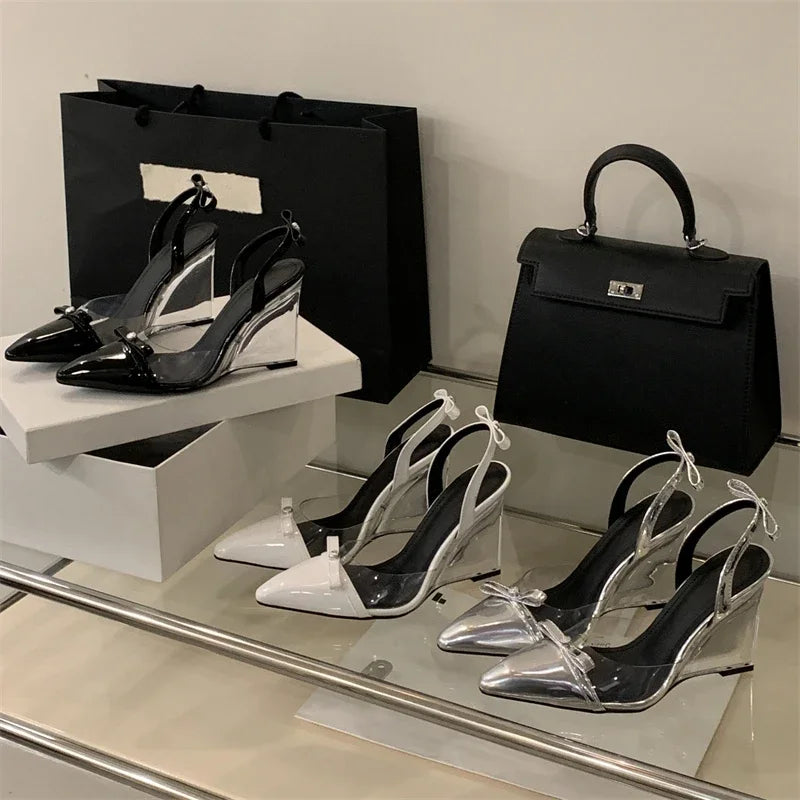 PVC Transparent Pumps Crystal Wedges Heels Shoes