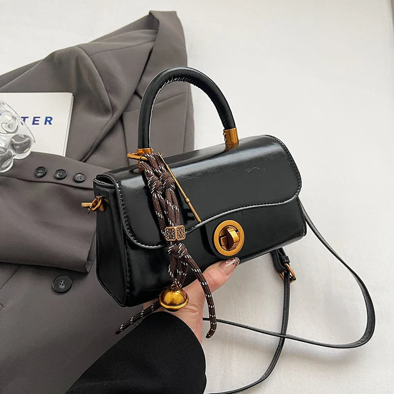 Faux Leather Crossbody Top-Handle Handbag