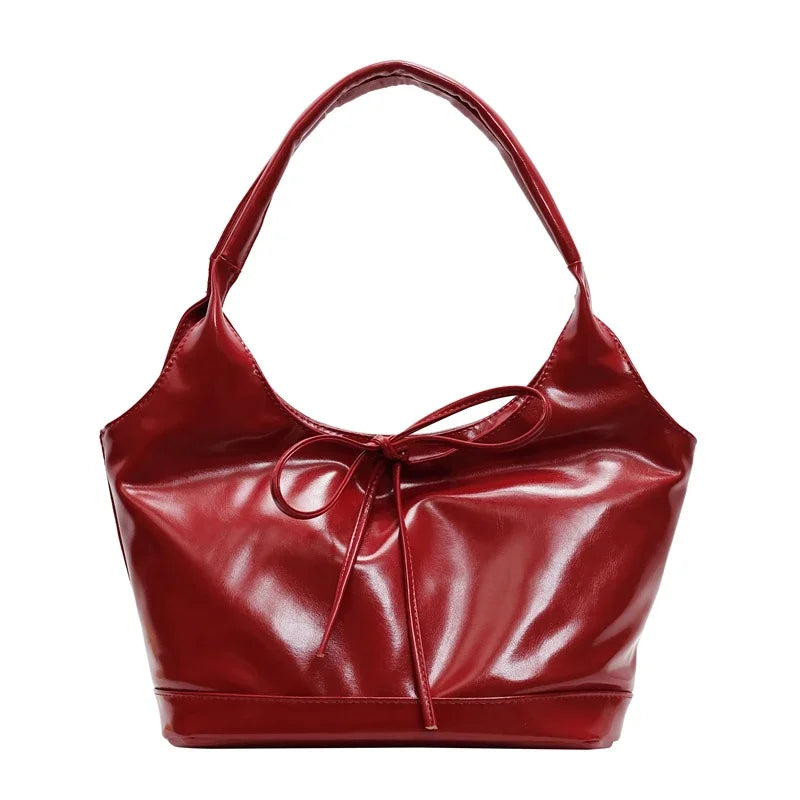 Red PU Leather Shoulder Bags for Women