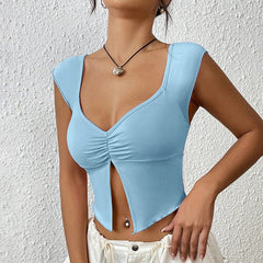 Basic Skinny Folds Sexy Crop Top