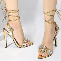Ankle Strap Stripper Heels Crystal Shoes