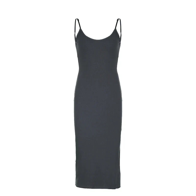 Basic Sexy Halter Backless Midi Dress