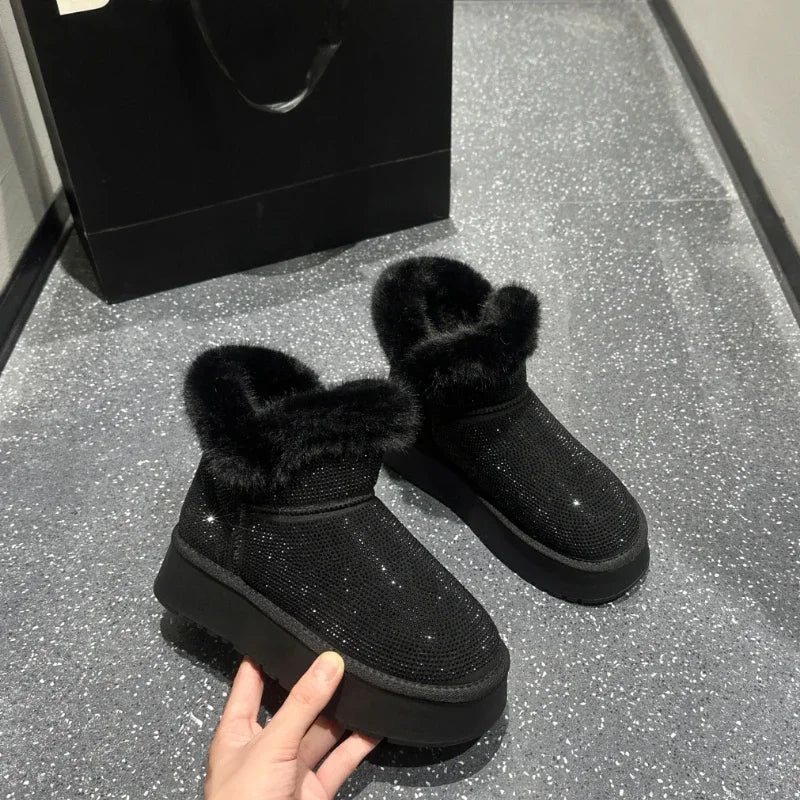Women's Diamond Pattern Winter Boots with Anti-Slip Soles