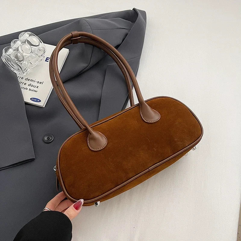 Faux Suede Retro Shoulder Bag for Women