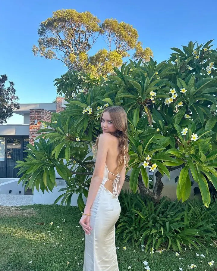 Satin Open Back Dress