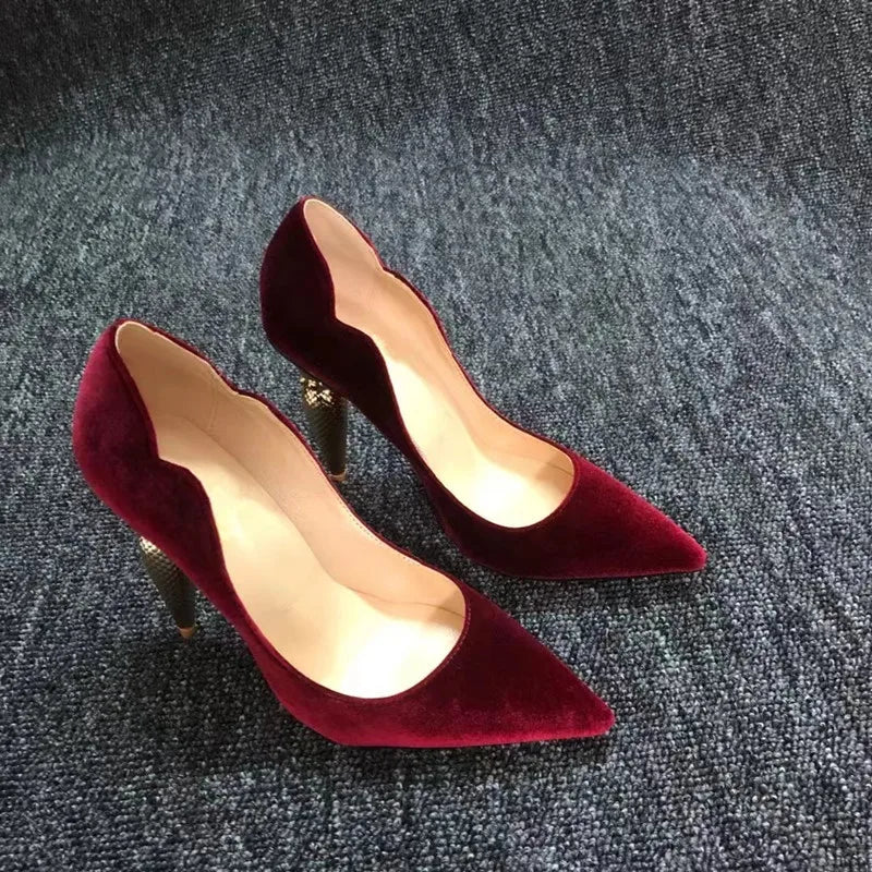 Metal Decoration Lipstick High Heels Pumps Shoes