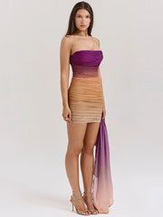 Ombre Draped Bodycon Tube Mini Dress