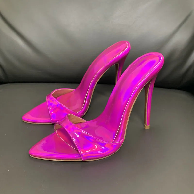 Dazzling Color Peep Toe Ladies Stiletto Sandals
