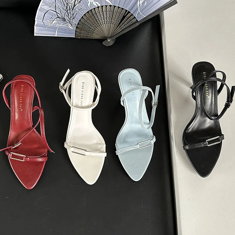 Pointed Toe Ankle Buckle Strap Sandals