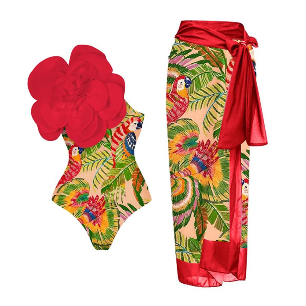 Printed Flower Push-Up  Bikini Set