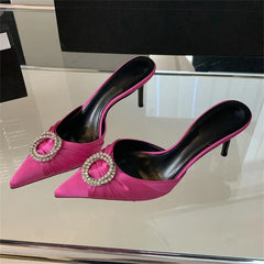 Crystal Diamonds Pointed Toe Mule Slide