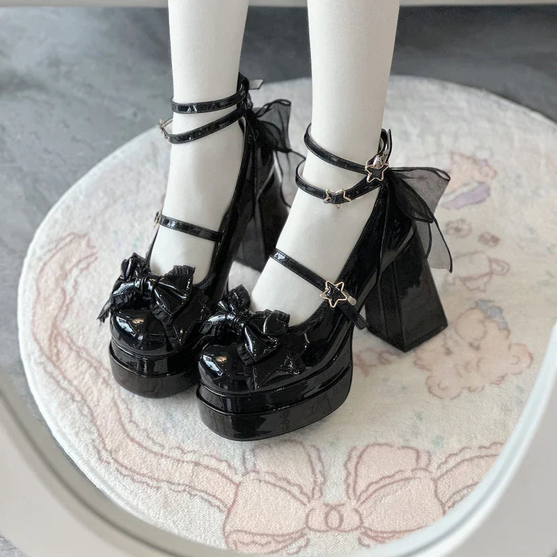 Platform High Heel Butterfly-knot Cross Strap Shoes