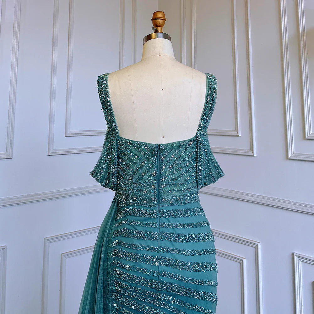 Caramel Mermaid Evening Gown with High Slit