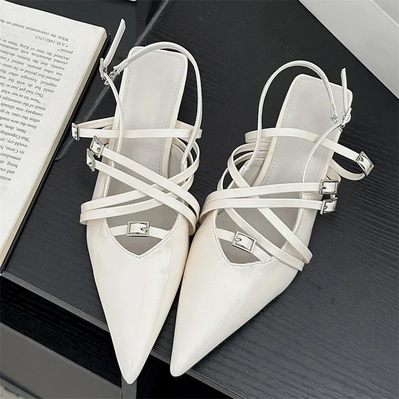 Pumps Slingback Pointed Toe Thin Low Heels Shoes