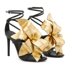 Luxurious Handmade Leaves Leather Stiletto Heels