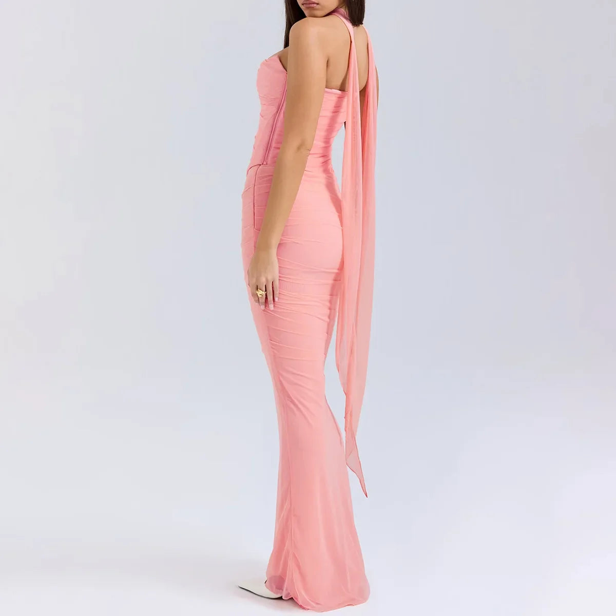 Mesh Corset And Midi Skirt Two Piece Set