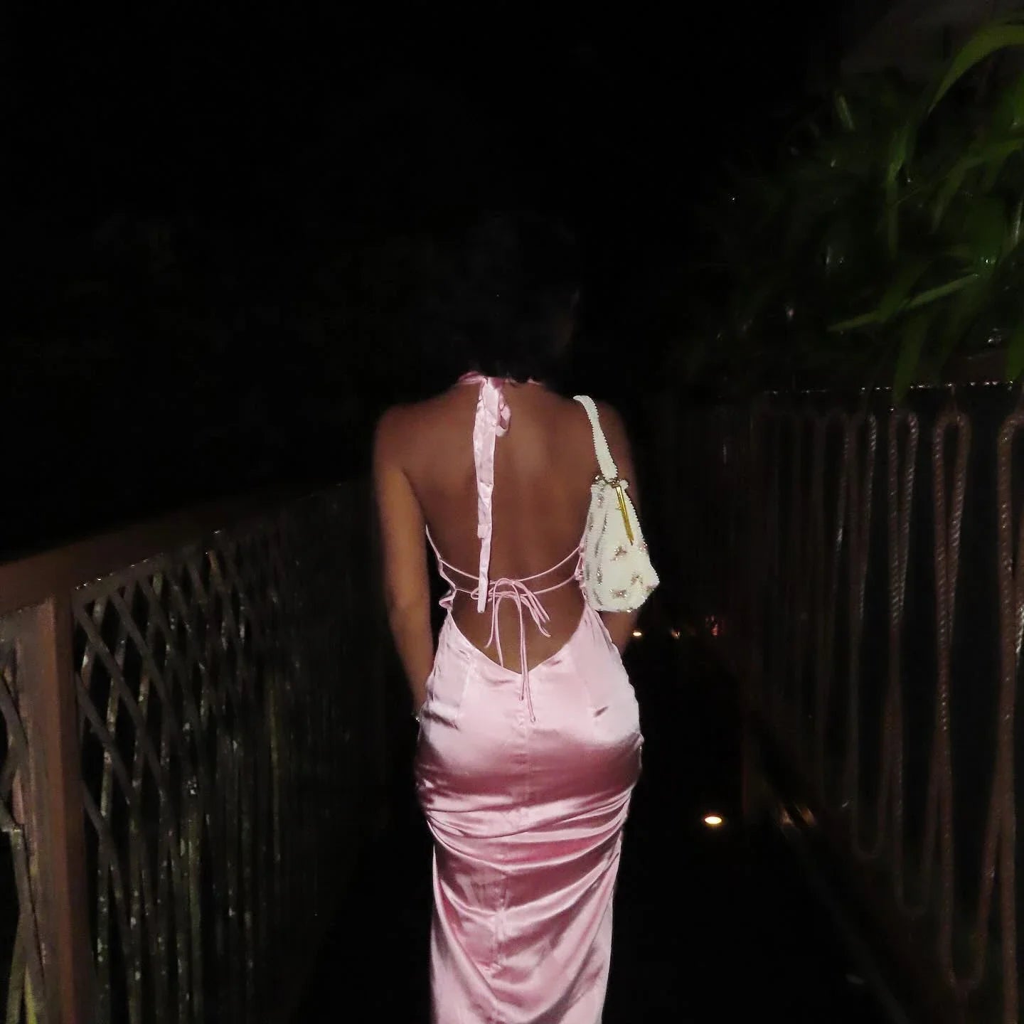 Satin Open Back Dress