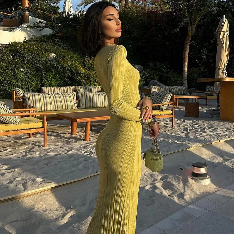 Ribbed Long Sleeve Maxi Dress