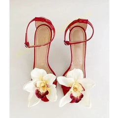Rose Red Ankle Strap Heels