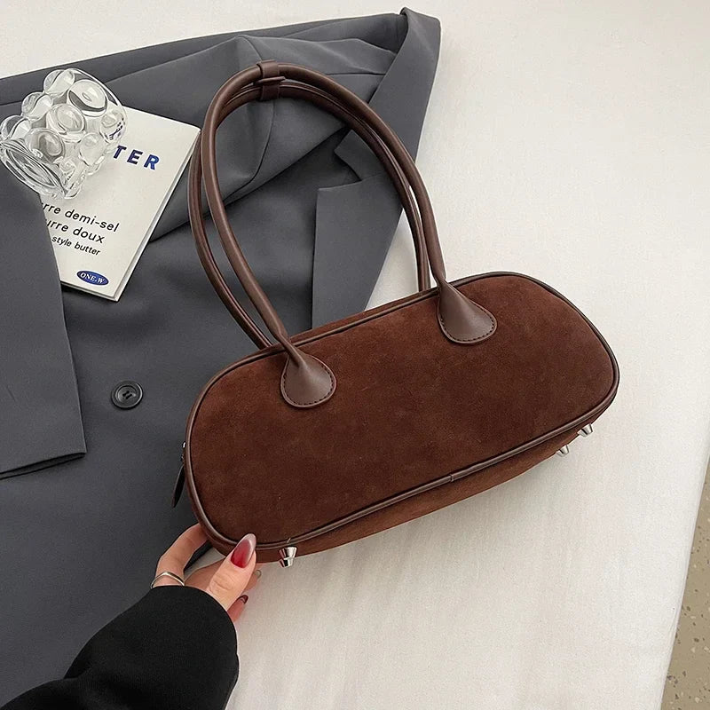 Faux Suede Retro Shoulder Bag for Women