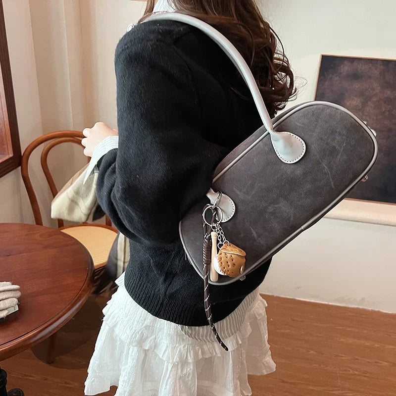 Faux Suede Retro Shoulder Bag for Women