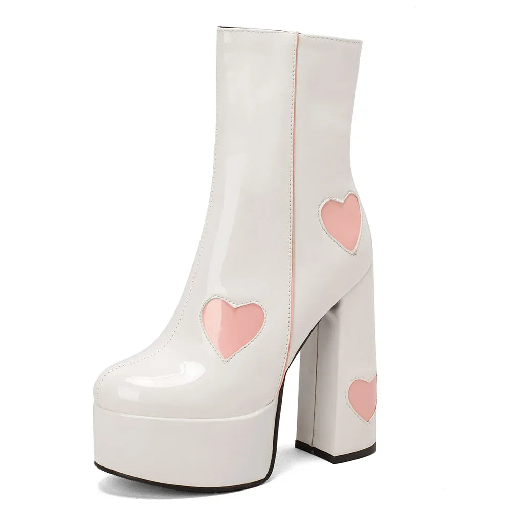 Women Ankle Boots Design Heart
