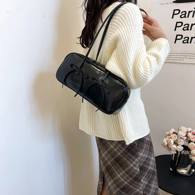 Small Bow Tie Faux Leather Shoulder Bags