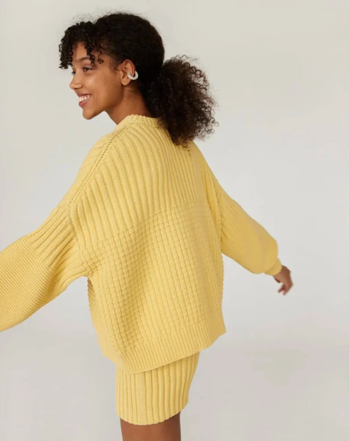 Yellow Loose Dropped Shoulder Sweater