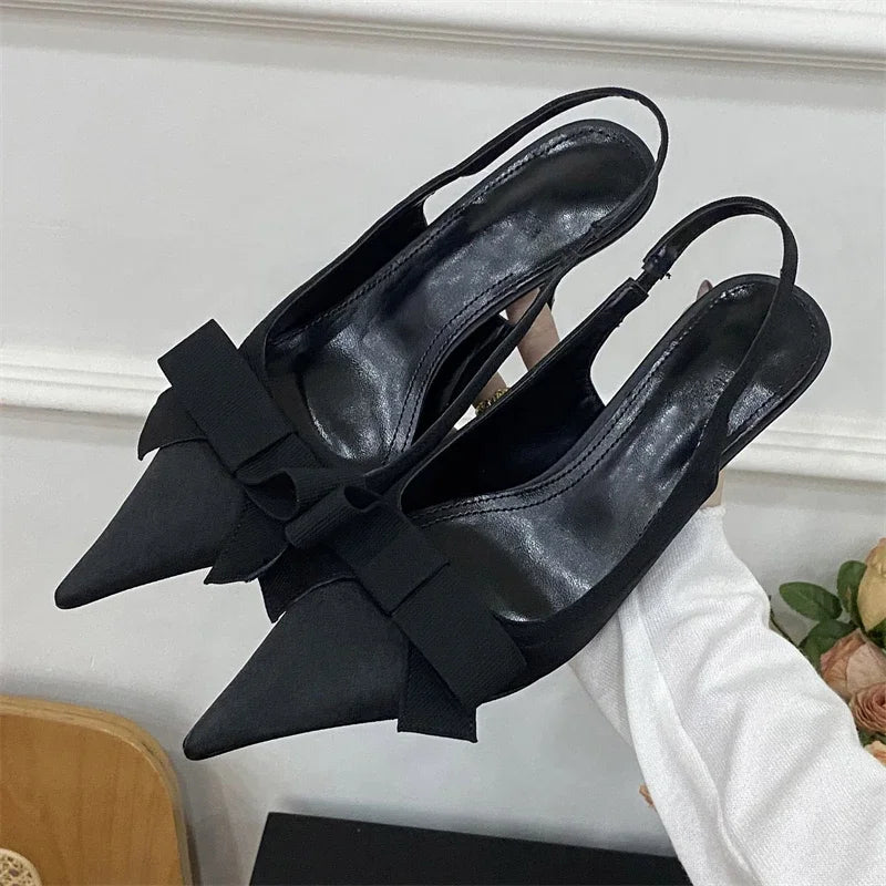 Butterfly-knot Slingbacks Stripper Thin High Heels Shoes