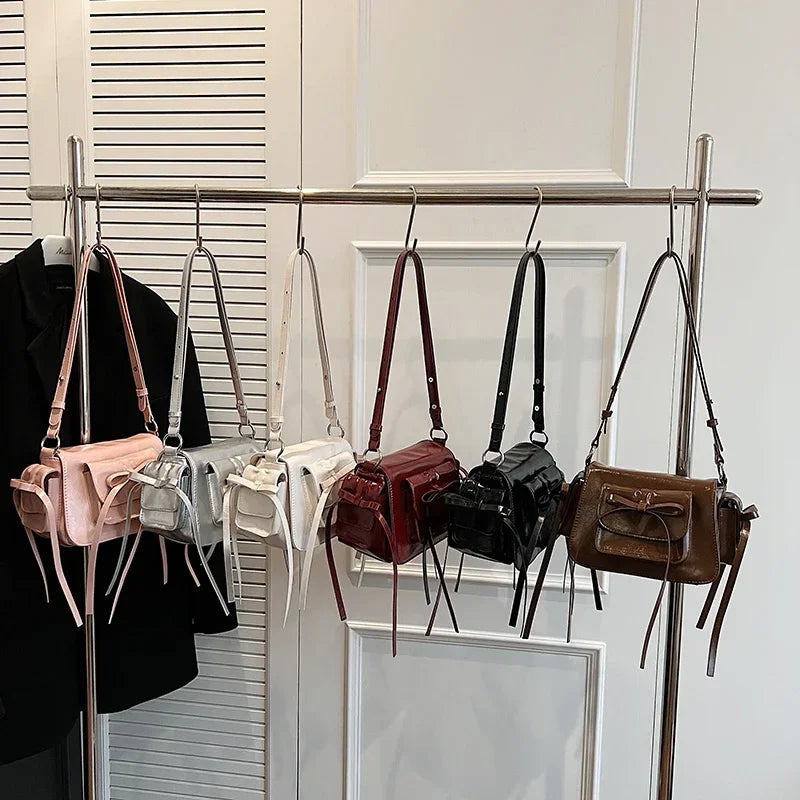Faux Leather Trend Y2K Bow Tie Handbags