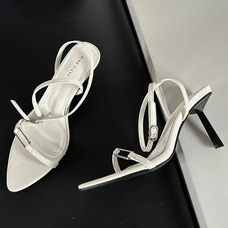 Pointed Toe Ankle Buckle Strap Sandals