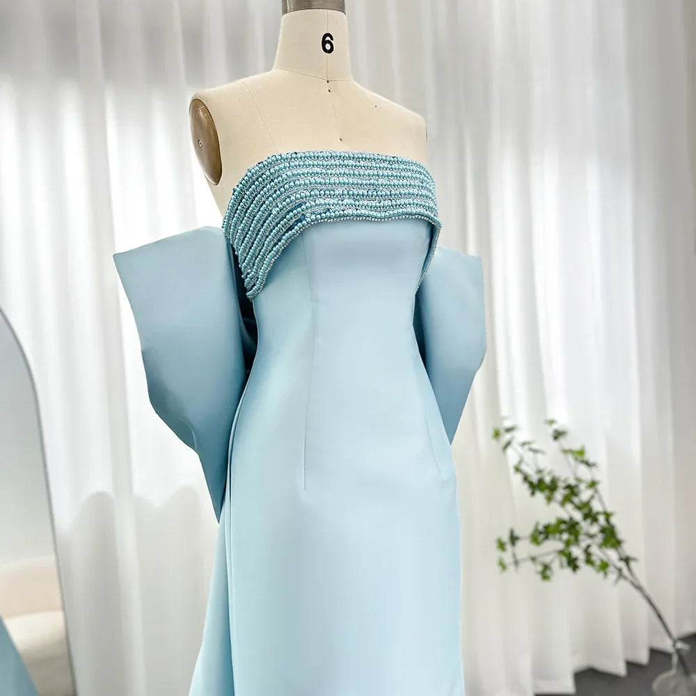 Sage Green Evening Dress with Beaded Cape