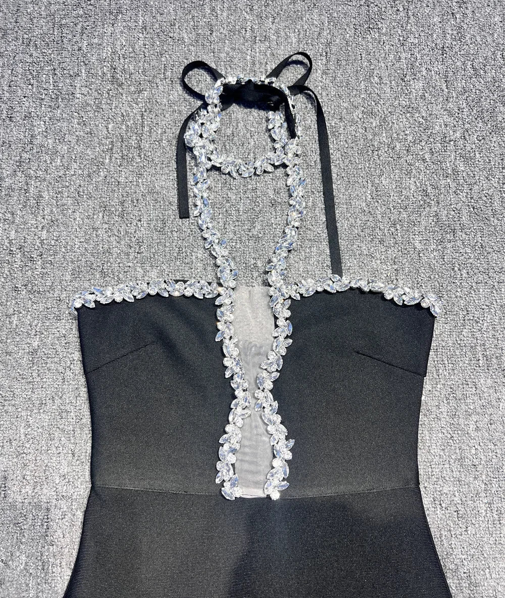 Black Diamond Strapless Maxi Bandage Dress