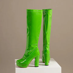 Round Toe Knee High Platform Boots