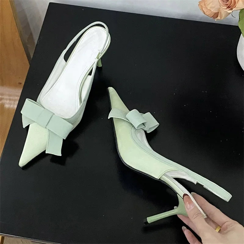 Butterfly-knot Slingbacks Stripper Thin High Heels Shoes