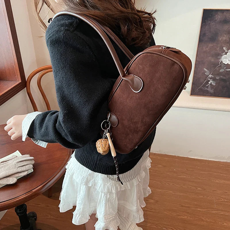Faux Suede Retro Shoulder Bag for Women