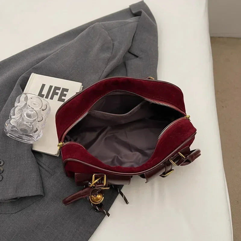 Women's Double Pocket Zipper Underarm Bag