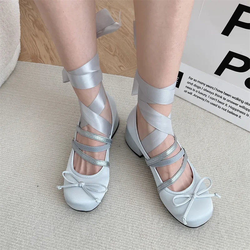 Round Toe Mary Jane Cross Strap Shoes