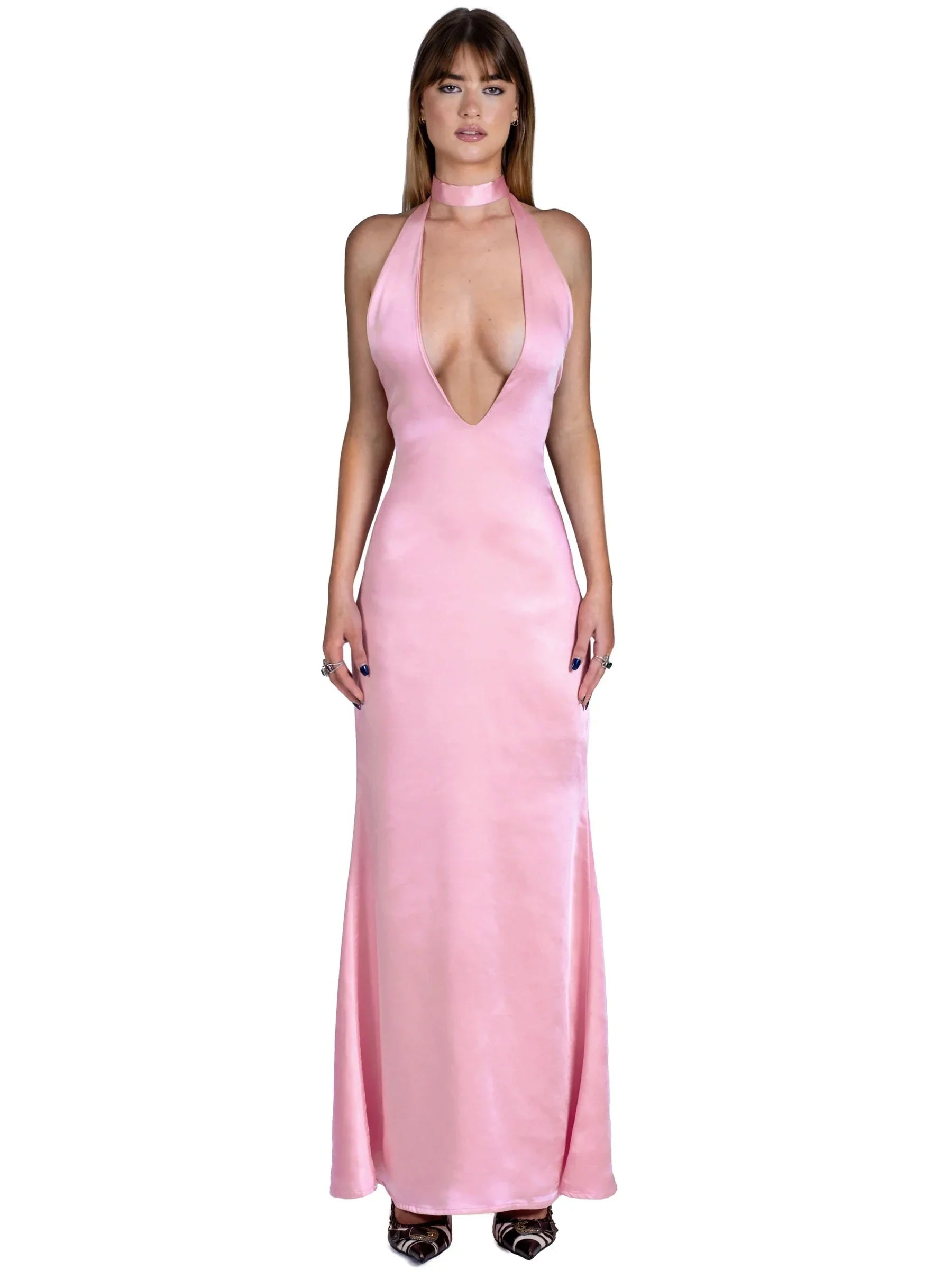 Satin Open Back Dress