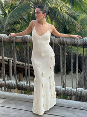 Halter Neck Flower Patchwork Lace-up Maxi Dress