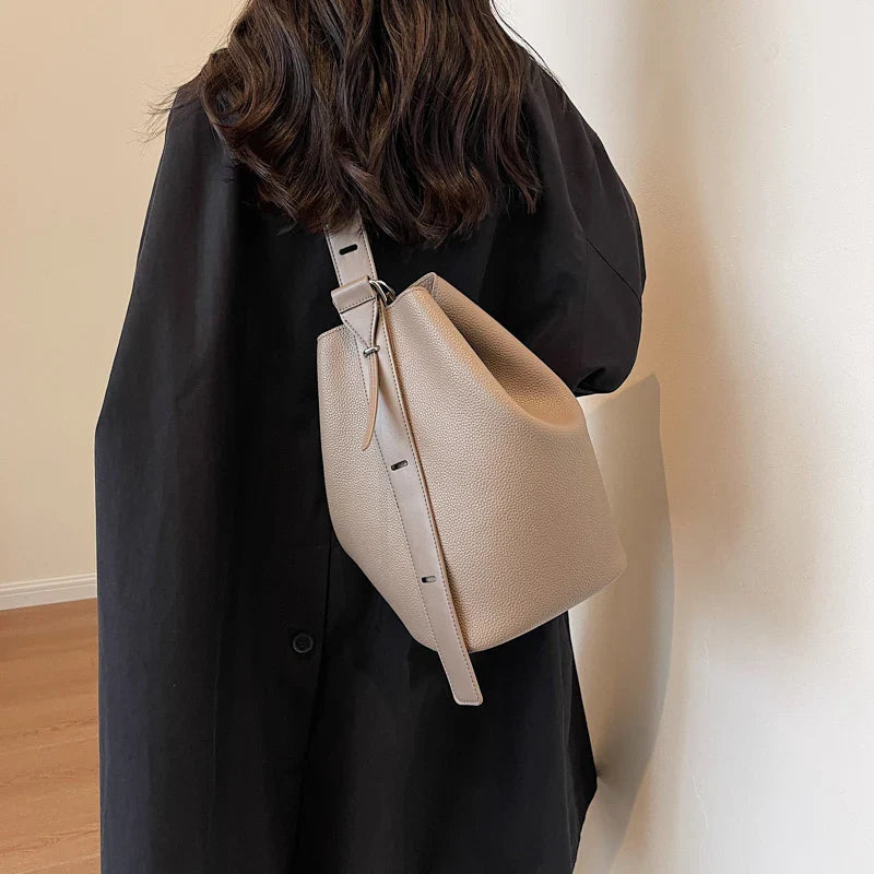 Retro Solid Color Leather Shoulder Bags