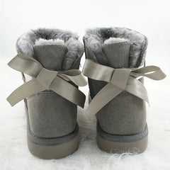 Suede Bow Low Snow Boots for Women