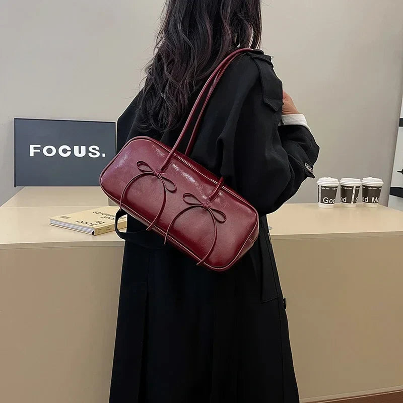 Small Bow Tie Faux Leather Shoulder Bags