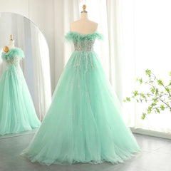 Feathers Off-shoulder Side Slit Overskirt Party Dress