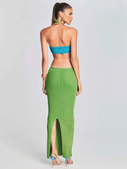 Halter Neck Shoulder Bikini Wrap Knit Beach Cover-Up
