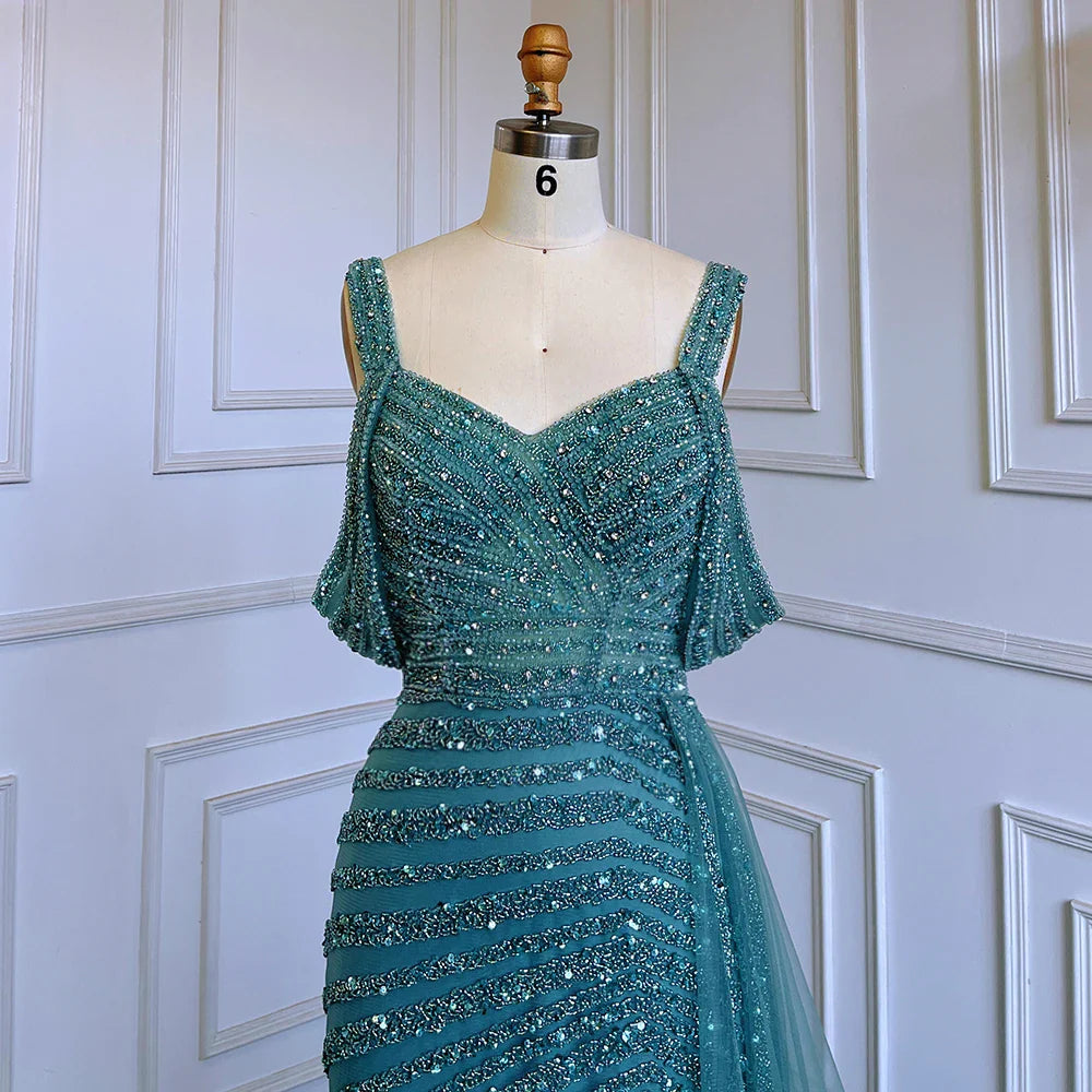 Caramel Mermaid Evening Gown with High Slit