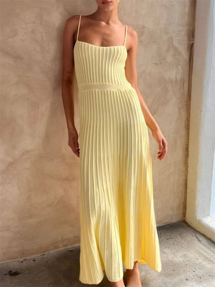Back Ribbed Dress Solid Open Back Ribbed Stretch Knit Midi Dress – Vivuki